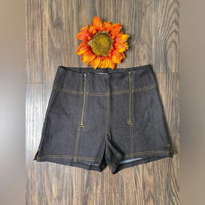🦋B2G1🦋UNIQUE VINTAGE Black Denim Double Front Zip Shorts NWT | SMALL |